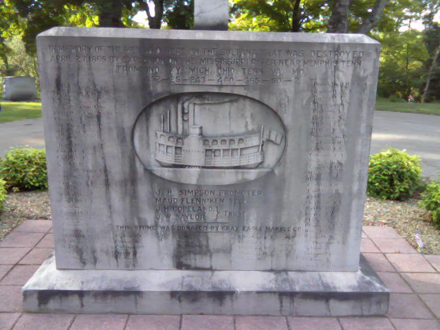 Sultana Memorial at the Mount Olive Baptist Church Cemetery in Knoxville, Tennessee in 2010